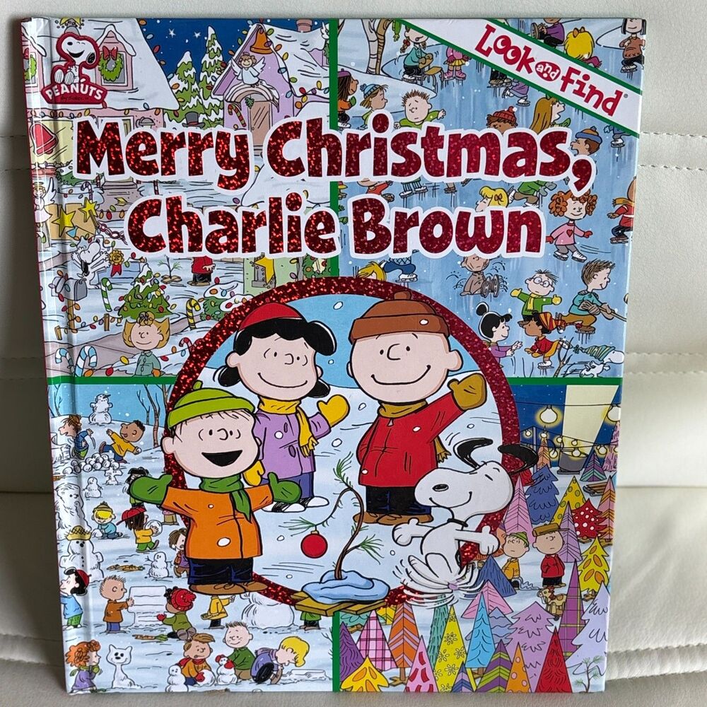 Peanuts Merry Christmas Charlie Brown Look and Find Hardcover Book Snoopy Holida